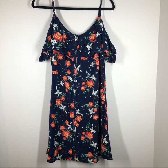 Roxy Hot Spring Streets Strappy Dress Blue Garden Lilly Print Summer Size XL - Picture 1 of 9